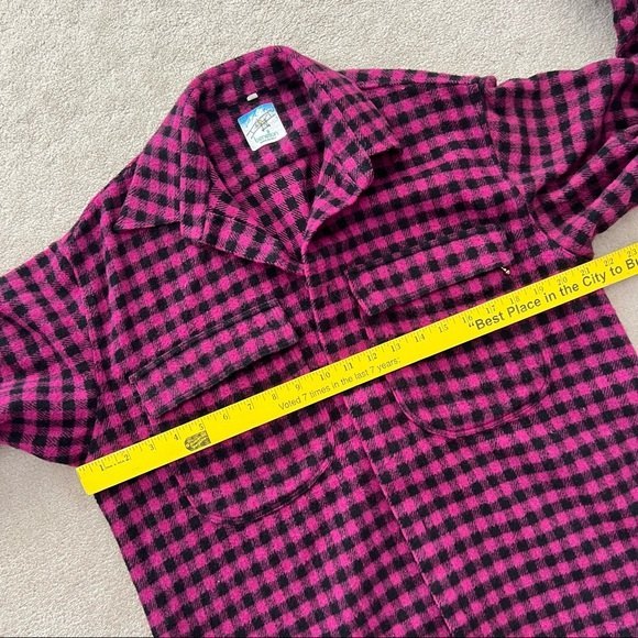 Benelton Made in Italy Checkered Shacket Pink Black - Picture 12 of 14